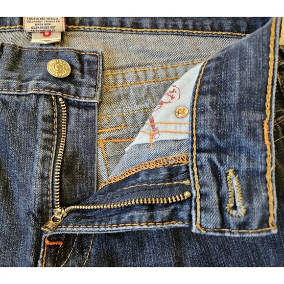 True Religion World Tour Billy Jeans Medium Wash Straight Size 34 Flap Pocket - Picture 4 of 14